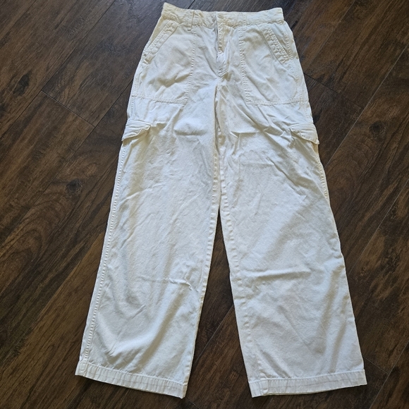 Madewell Griff Superwide-Leg Cargo Pants High Rise Belted Vintage Canvas Cream - Picture 2 of 8